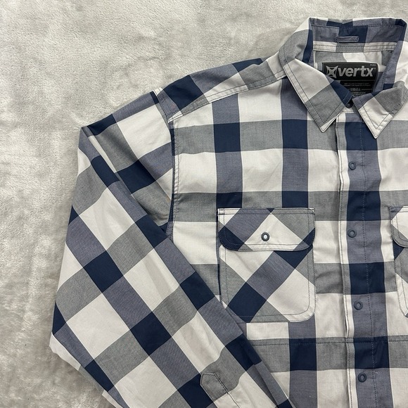Vertx Shirt Men XL White Blue Guardian 2.0 Long Sleeve Plaid Tactical Concealed - Picture 2 of 10
